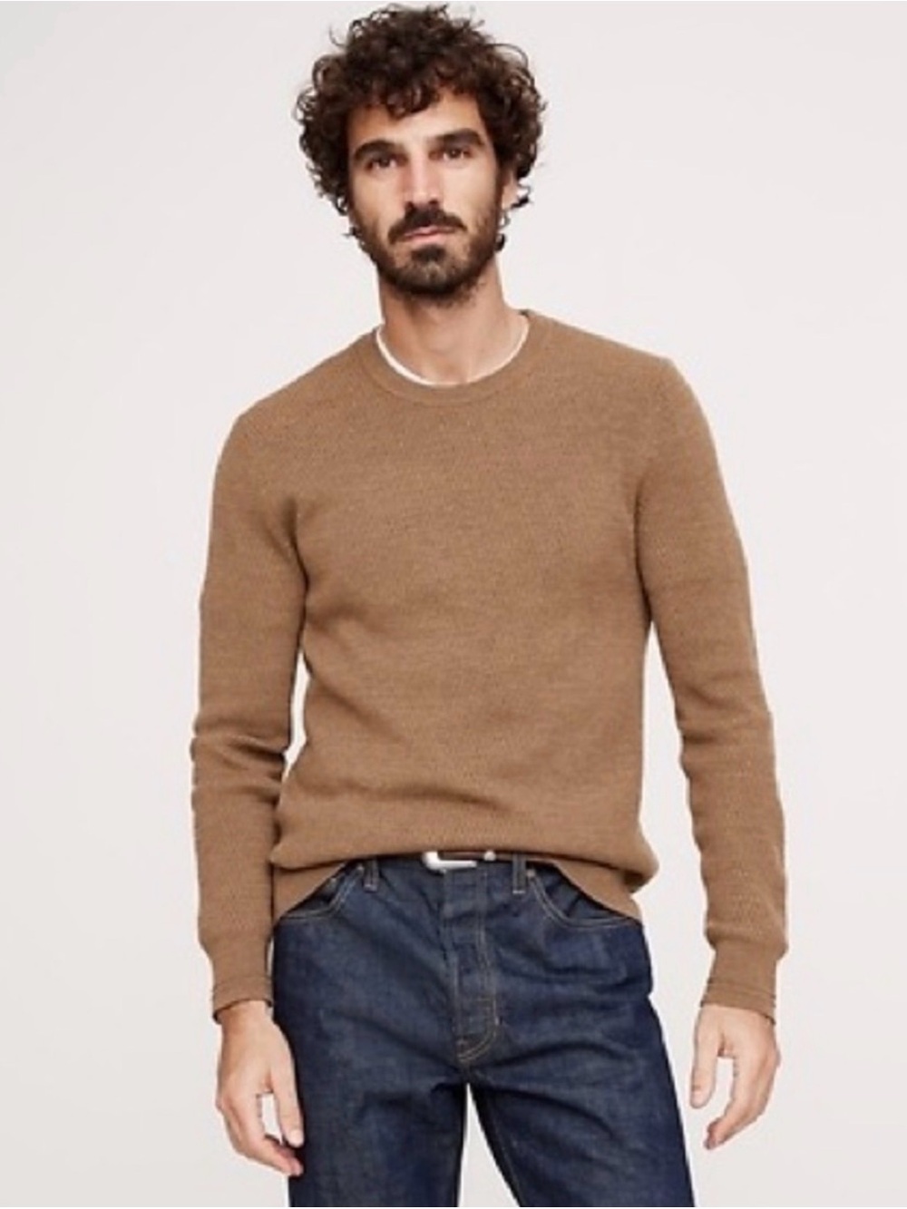 Banana Republic Men's Crewneck Sweater in Camel Brown